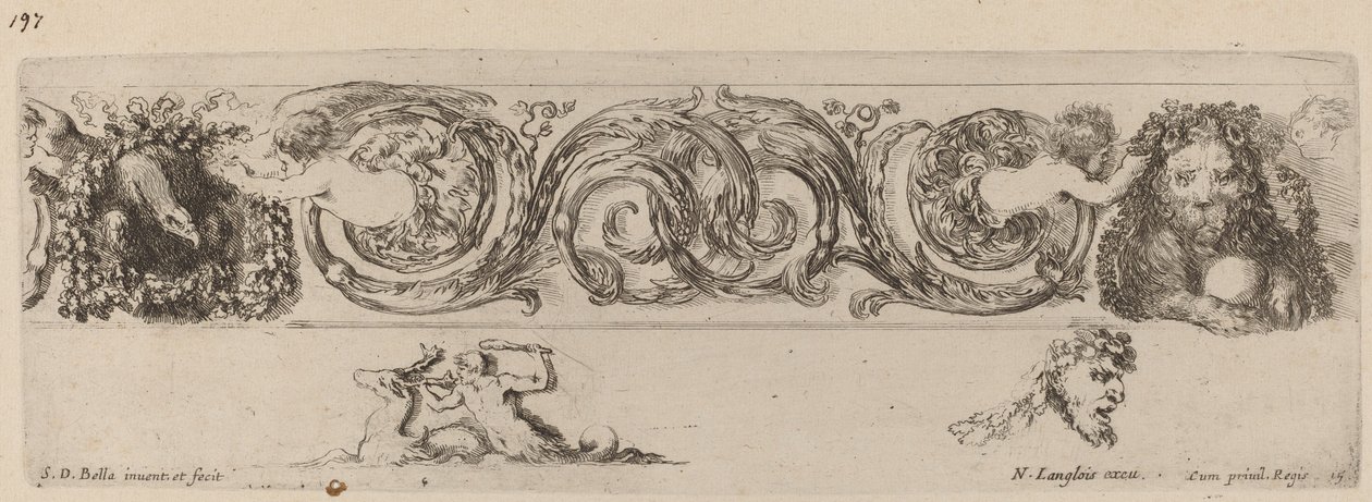Çocuklar Tarafından Kuşanılan Kartal ve Aslanlı Süs Frizi, muhtemelen 1648. by Stefano della Bella