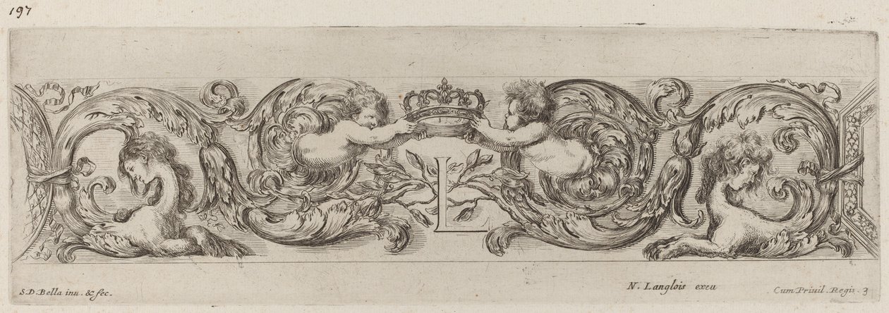 L Harfi Louis XIV ile Süs Frizi, muhtemelen 1648. by Stefano della Bella