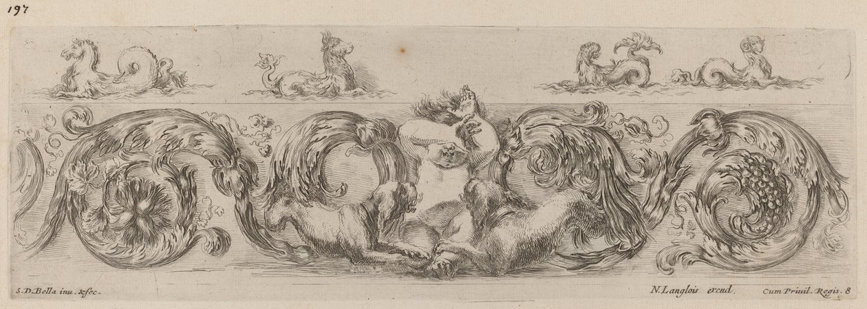 Deniz Canlıları ile Süs Frizi, muhtemelen 1648. by Stefano della Bella