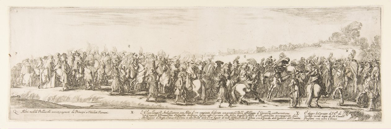 Polonya Elçiliği Q.X.Y., 1633 Girişinin bir parçası. by Stefano della Bella