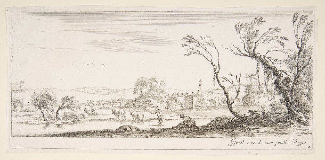 Plaka 2: ortada ayakkabılarını çıkaran bir köylü kadın, başka bir köylü kadın ve iki c..., yakl. 1641. by Stefano della Bella