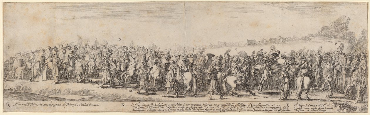 Polonyalı Soylular, Ekselansları Büyükelçi ve Arabası, 1633. by Stefano della Bella