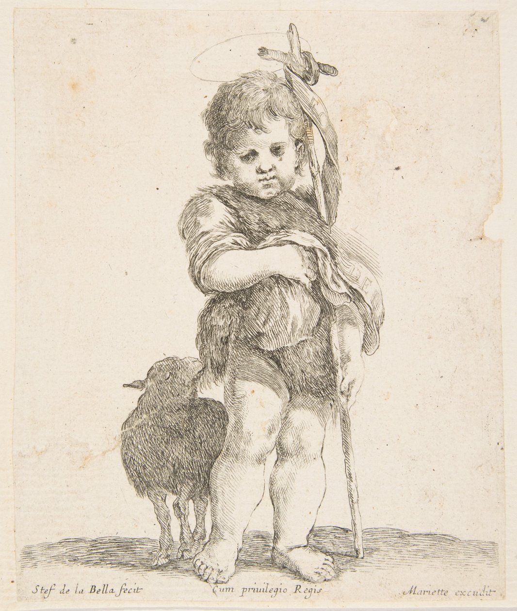 Vaftizci Yahya, katlanmış cübbesini tutarken, ca. 1641. by Stefano della Bella