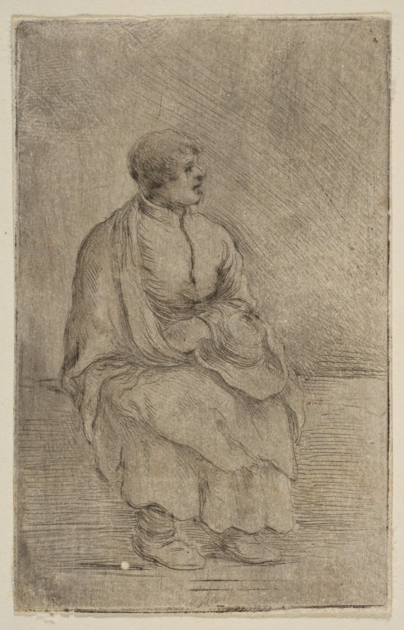Oturmuş Din Adamı, ca. 1662. by Stefano della Bella
