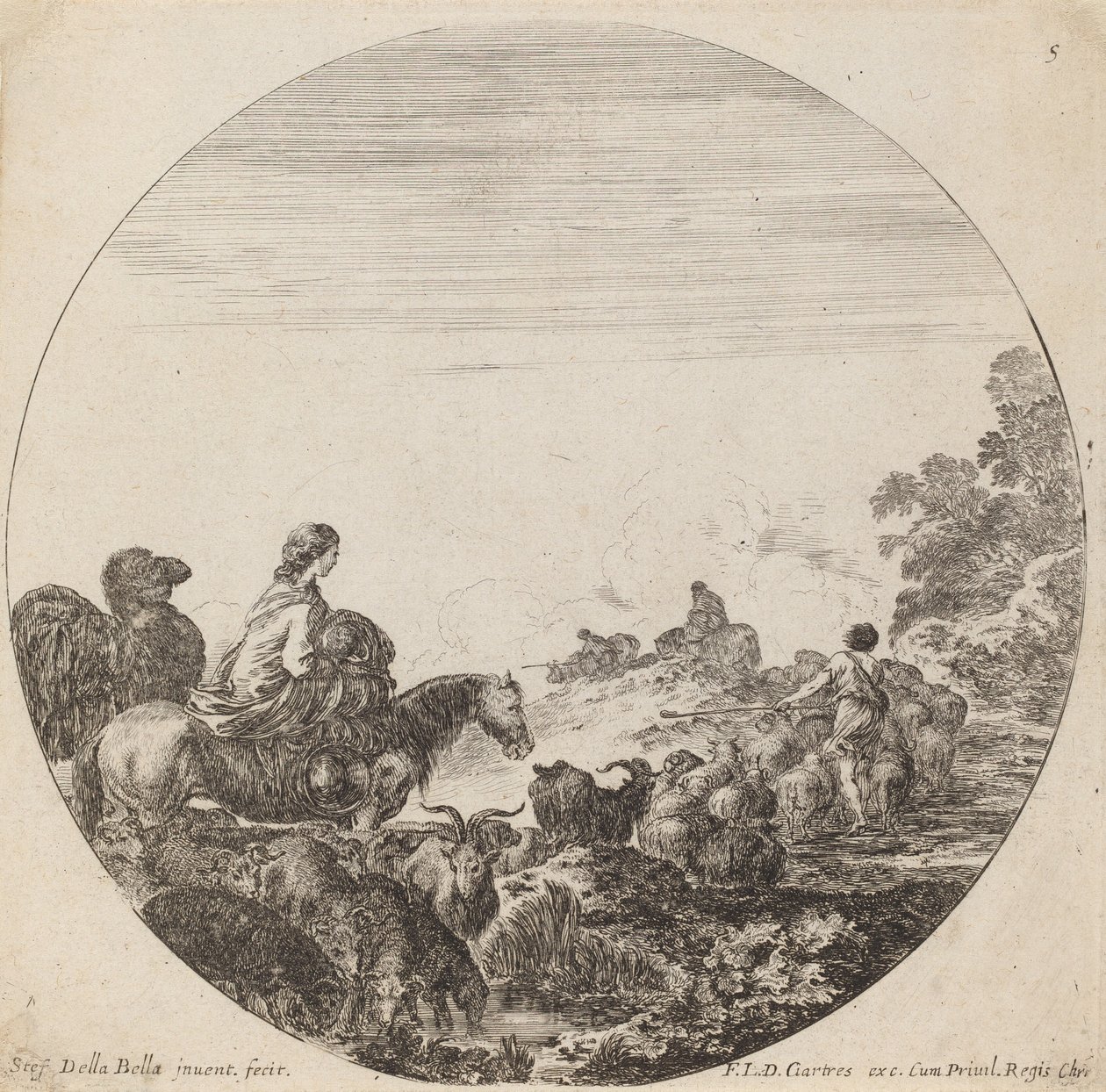 Kadın ve Deve ile Çoban ve Sürü, 1646. by Stefano della Bella