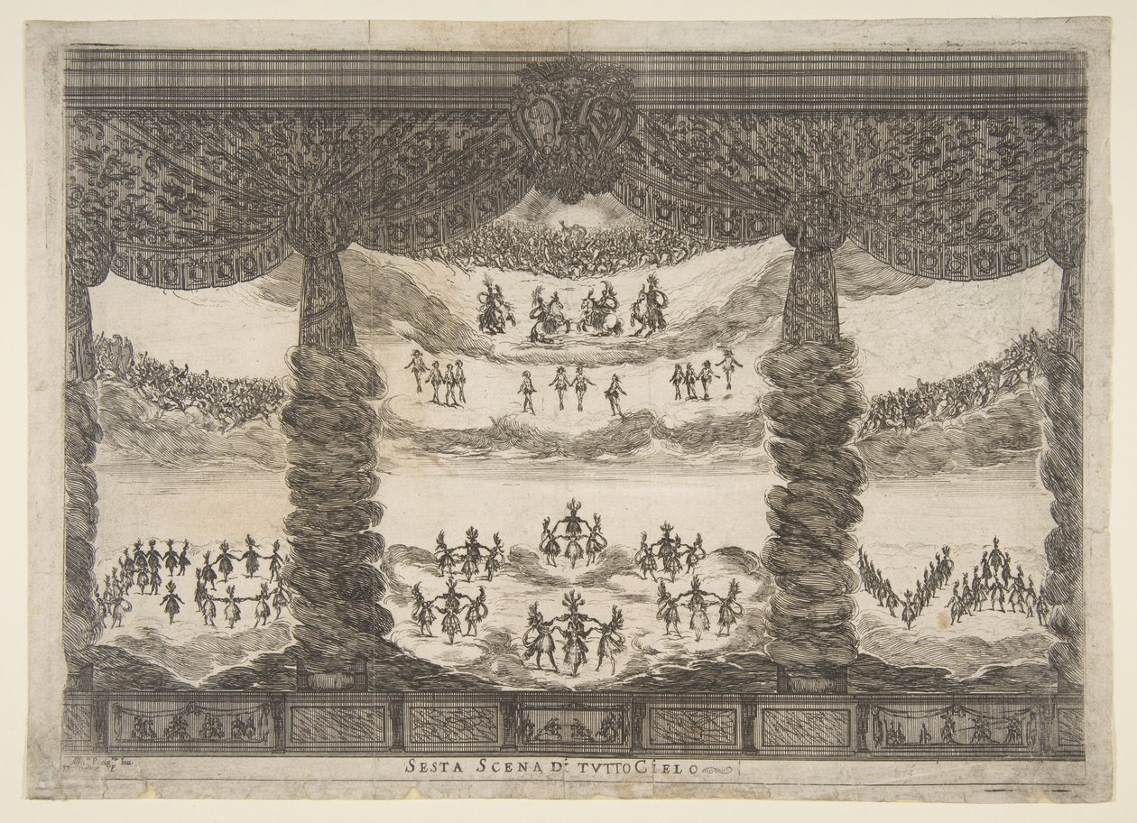 Altıncı sahne, gökler, Tanrıların evliliğinden Le nozze degli Dei, 1637. by Stefano della Bella