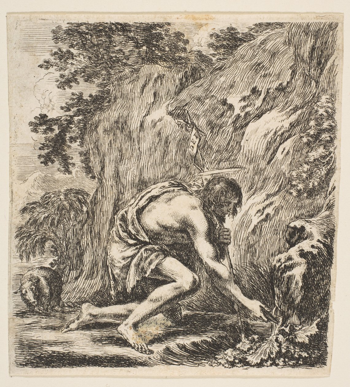 Vaftizci Yahya Bir Kaynaktan Su Çekiyor, ca. 1649. by Stefano della Bella
