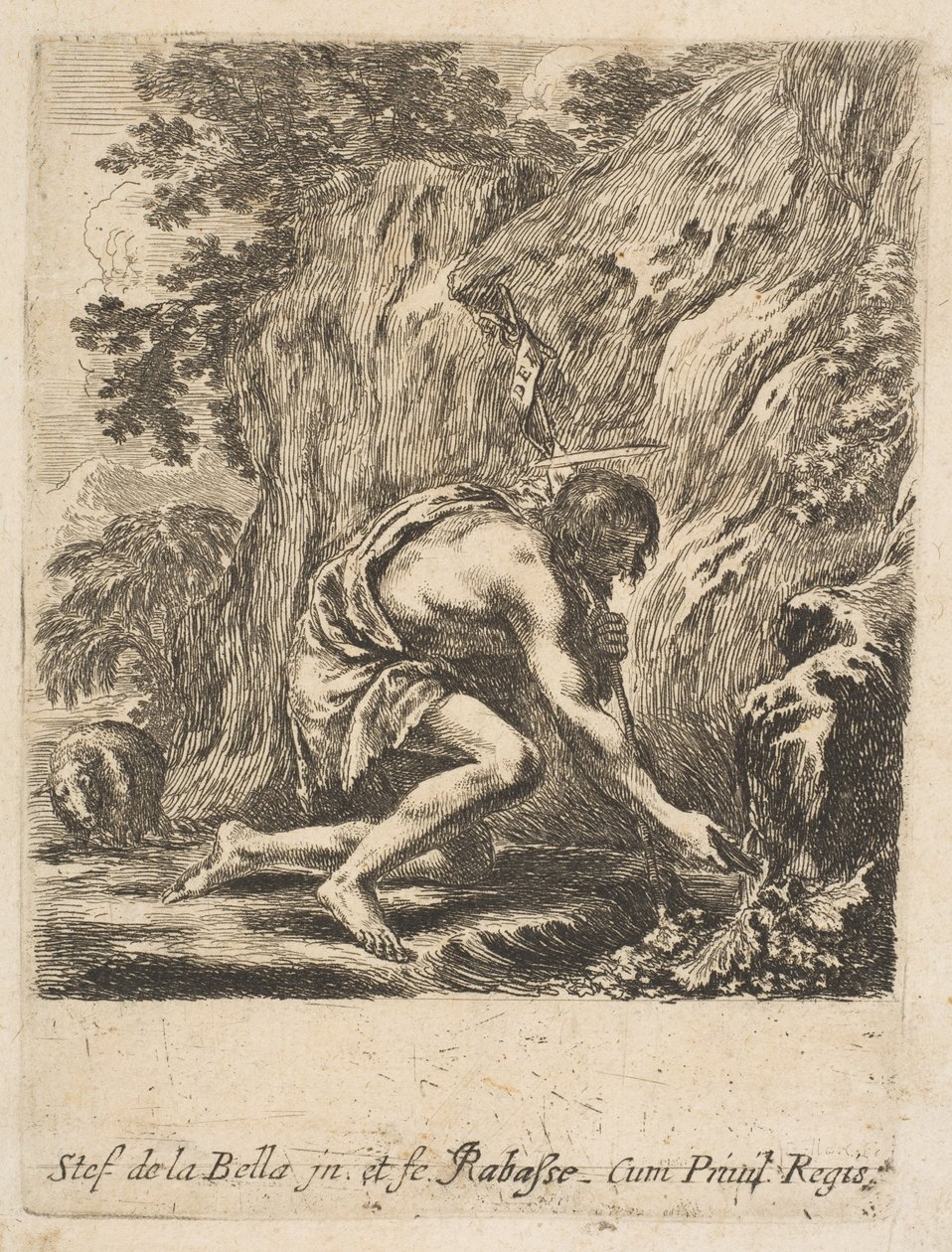 Vaftizci Yahya Bir Kaynaktan Su Çekiyor, ca. 1649. by Stefano della Bella