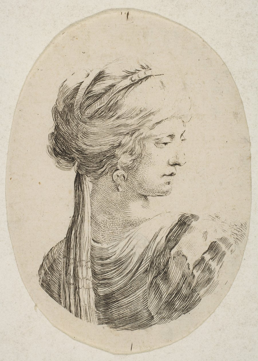 Sarıklı sultan, profilden sağda, 'Pers s..., 1649-50'de birkaç kafadan. by Stefano della Bella