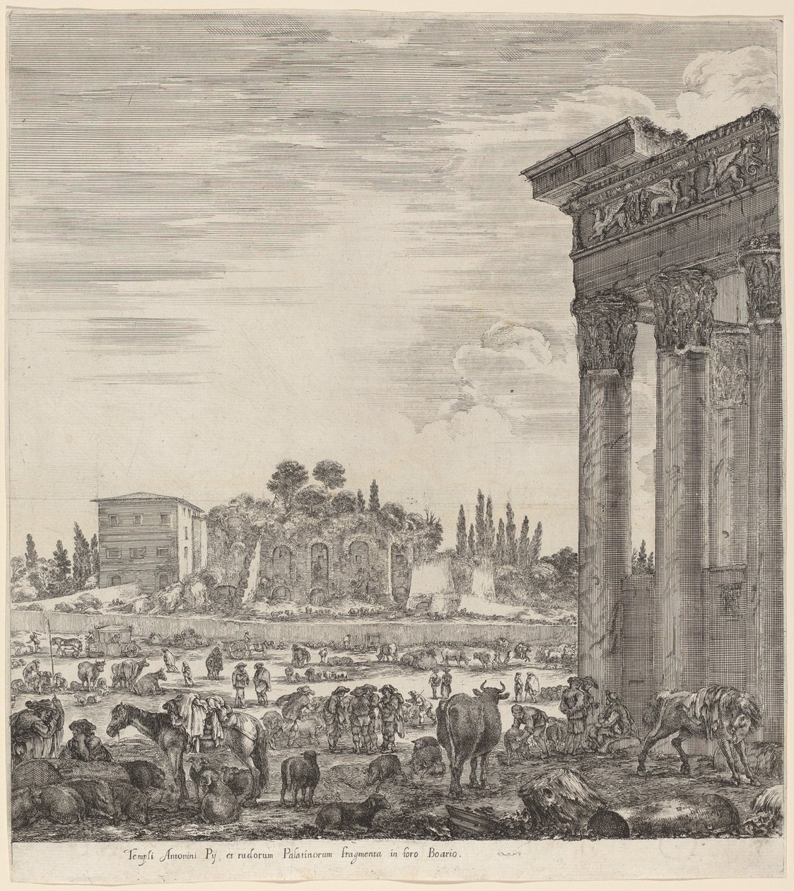 Antoninus Tapınağı ve Campo Vaccino, 1656. by Stefano della Bella