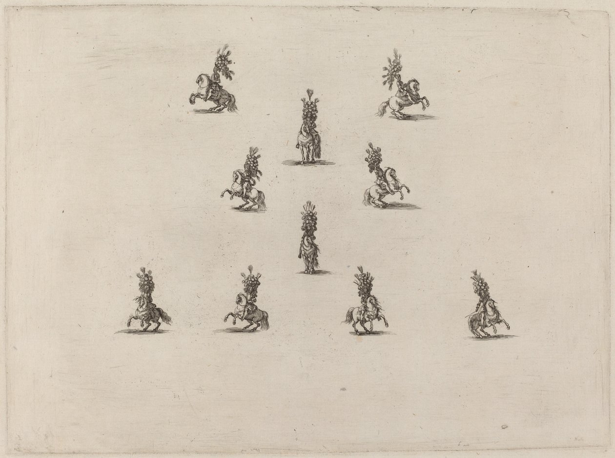 Büyük Tüylü Miğferli On Süvari, 1652. by Stefano della Bella