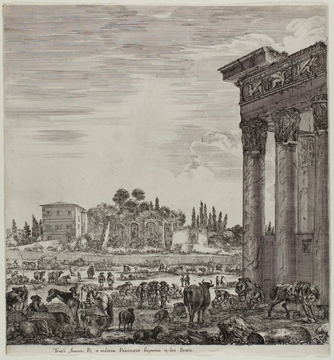 Antonin Tapınağı ve Campo Vaccino by Stefano della Bella