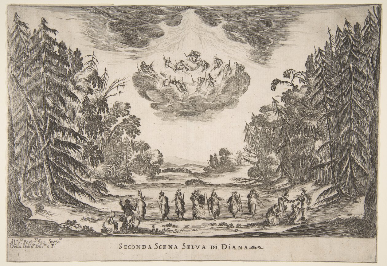 Tanrıların Düğünü: İkinci Sahne, Diana, 1637. by Stefano della Bella