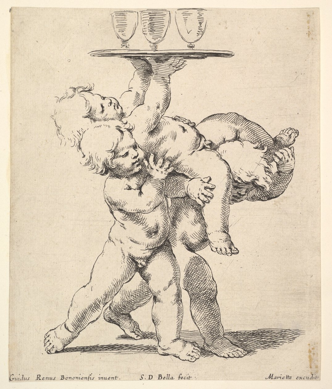 Bir tepsi taşıyan üç çocuk, ca. 1638. by Stefano della Bella