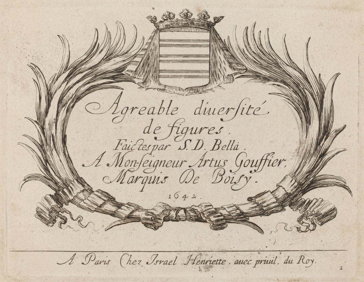 Kabul Edilebilir Şekil Çeşitliliği için Başlık Sayfası, 1642. by Stefano della Bella