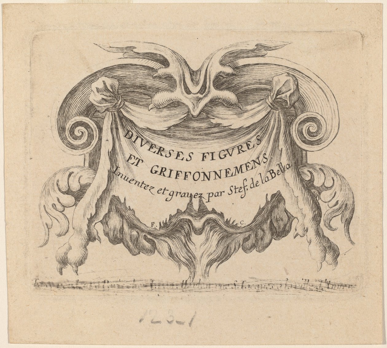 Çeşitli Şekiller ve Doodles için Başlık Sayfası, 1646. by Stefano della Bella