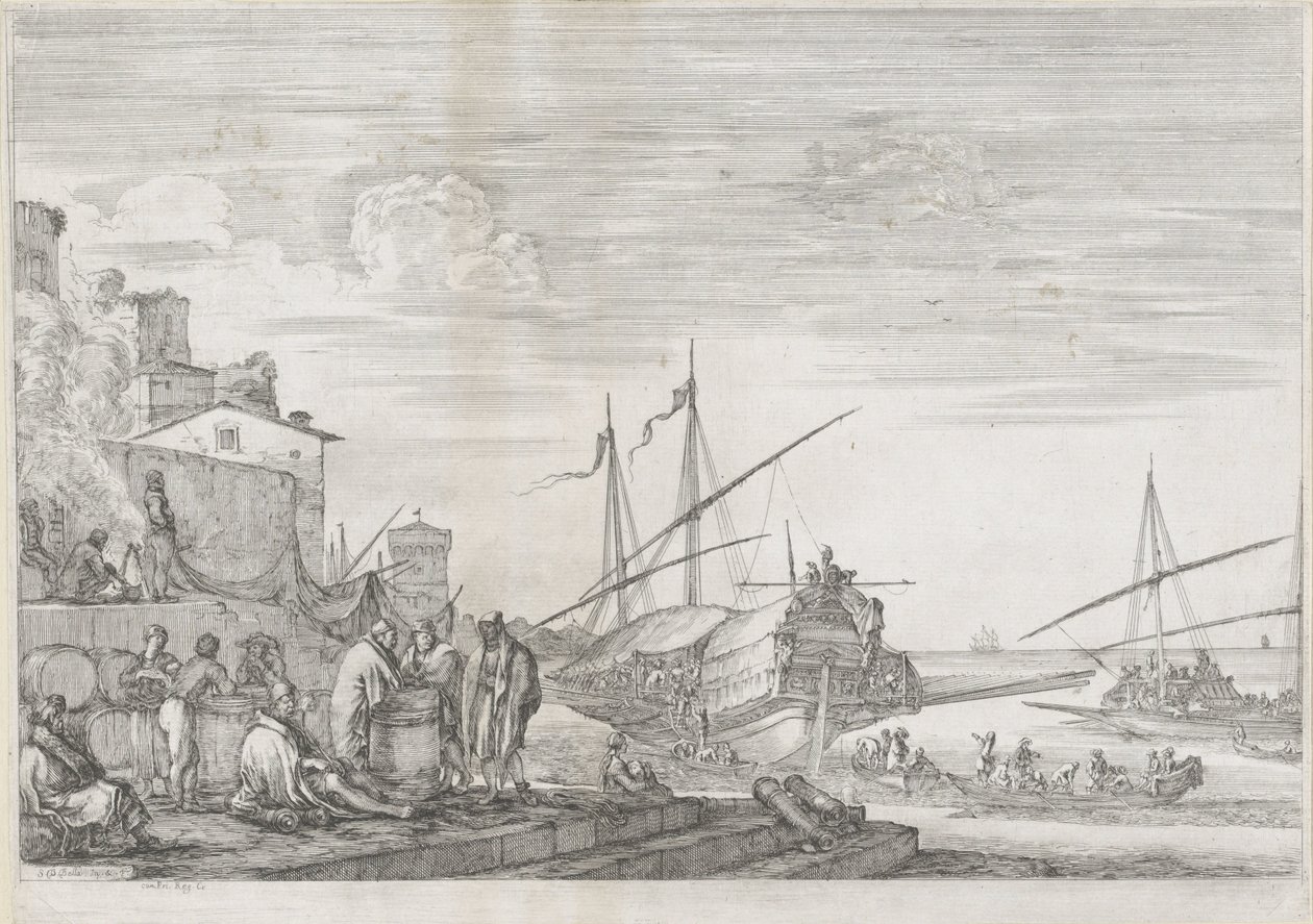 Livorno limanında iki kadırga gemisi Livorno Limanı (dizi başlığı) Vues de port de Livourne (dizi başlığı) by Stefano della Bella
