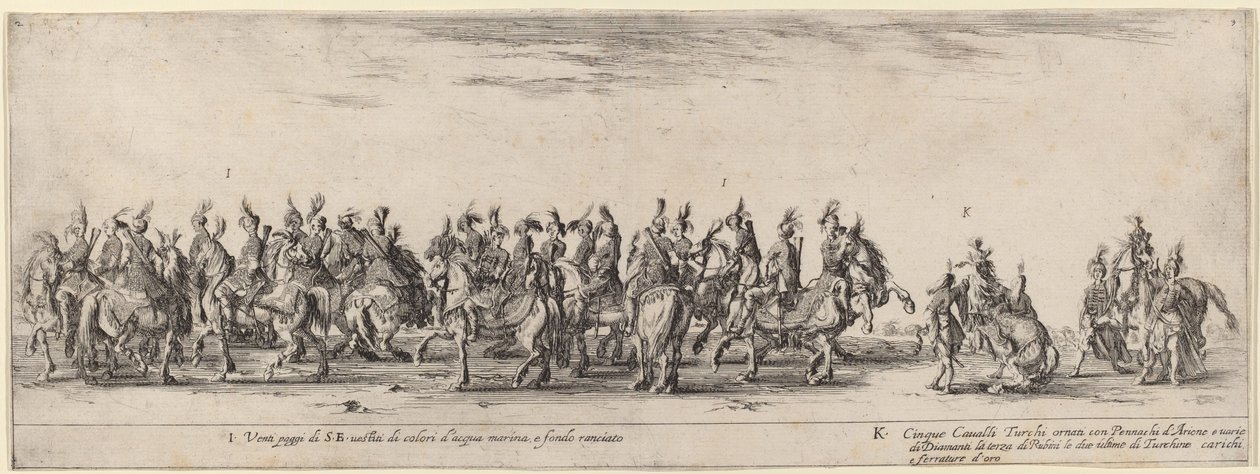 Yirmi Sayfa Beş Türk Atı by Stefano della Bella