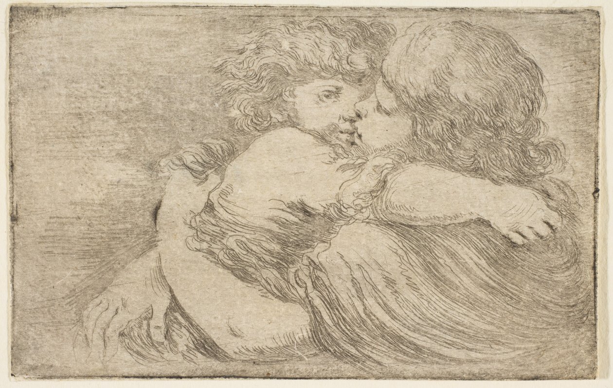 İki Çocuk Kucaklama, ca. 1662. by Stefano della Bella