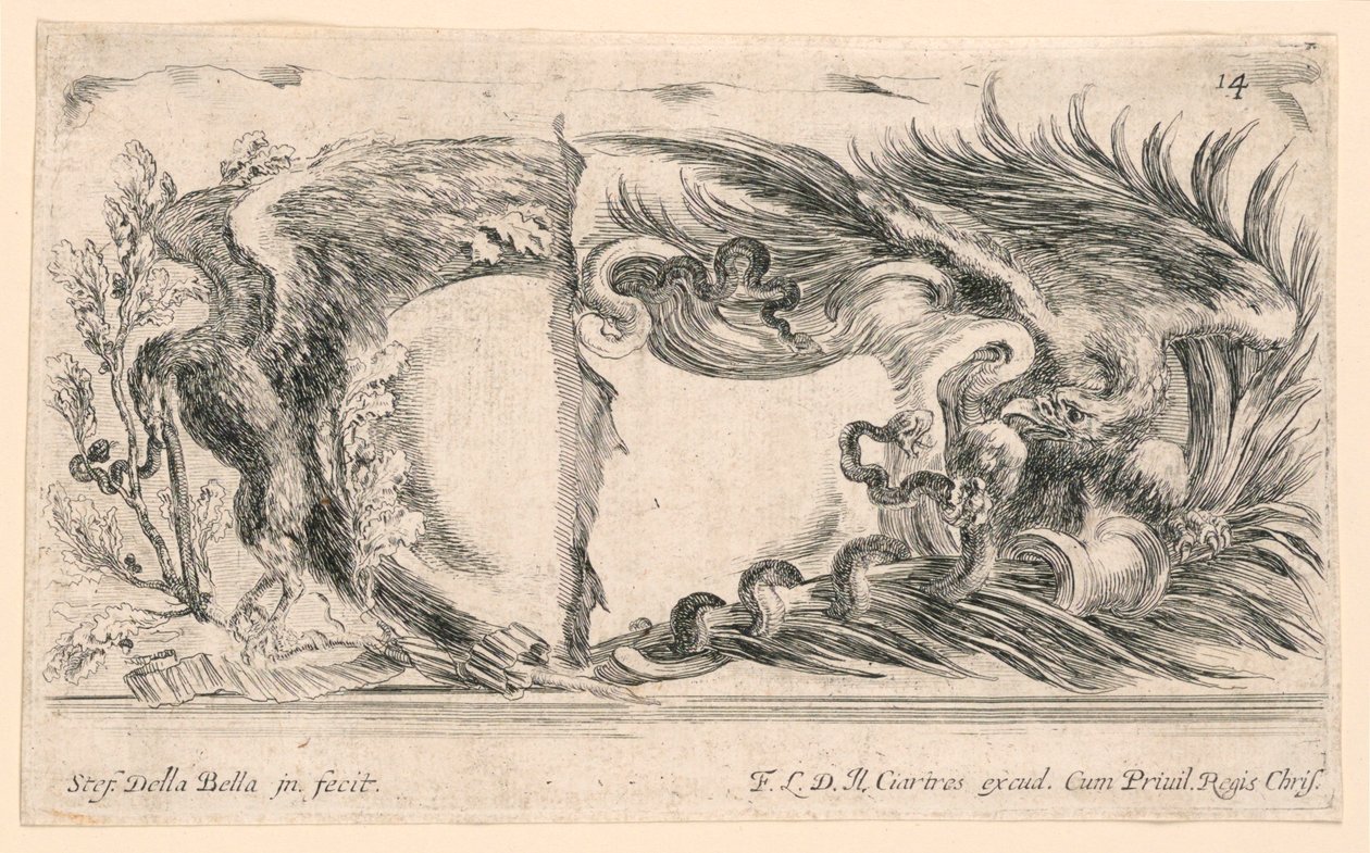 Rozetlerin İki Yarısı, No. "Raccolta di varii cappriccii et yeni buluşu di cartelle et süs" den 14 by Stefano della Bella