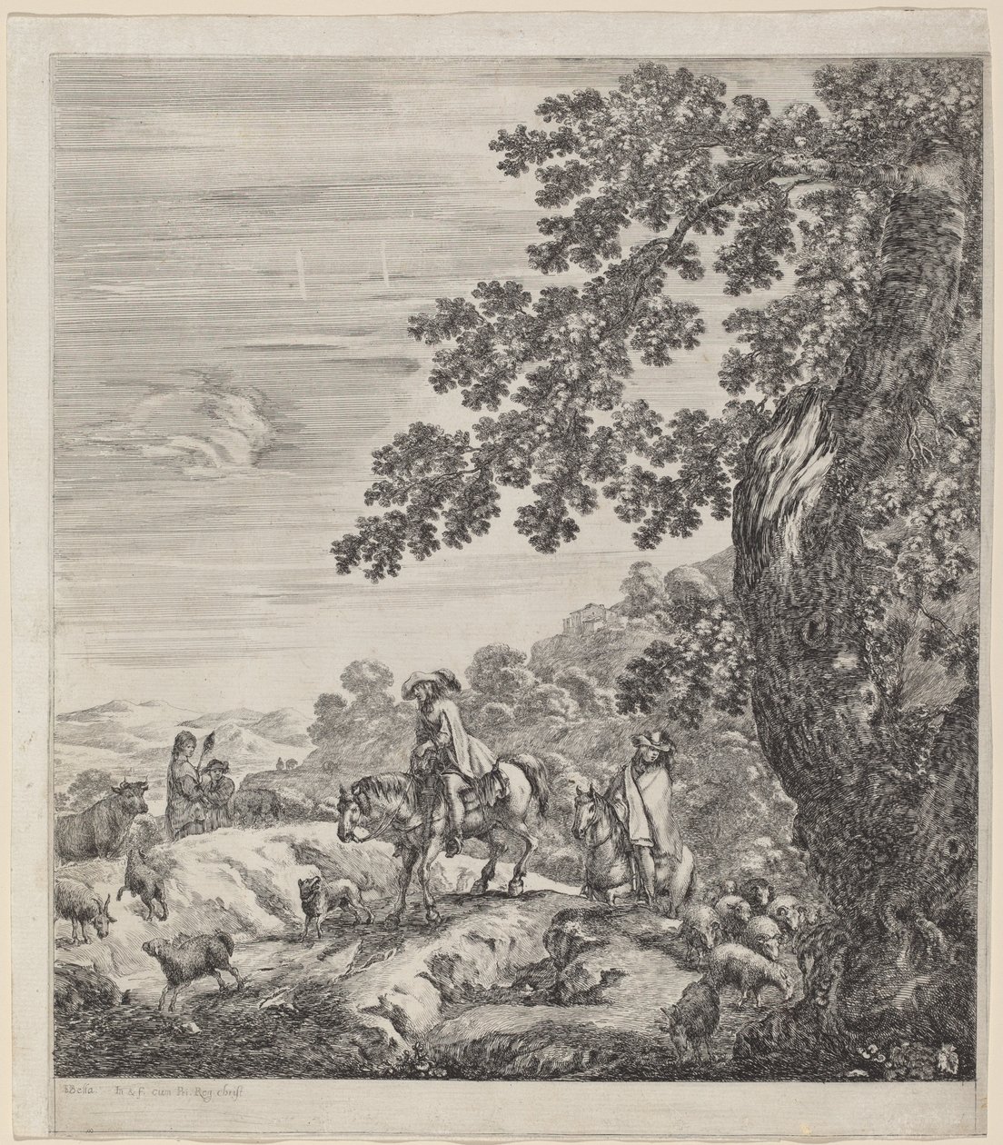 Bir Hayvan Sürüsünün Yanından Geçen İki Binici, 1656. by Stefano della Bella
