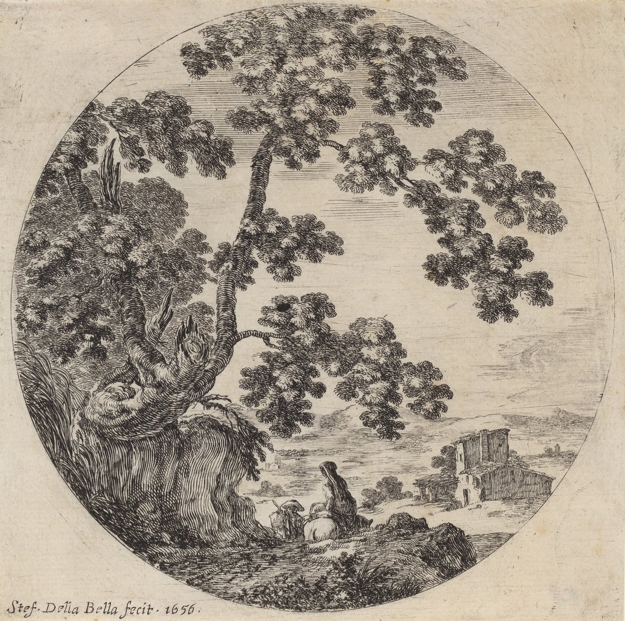 Yaşlı Bir Meşe Ağacının Yanından Geçen İki Yolcu, 1656. by Stefano della Bella