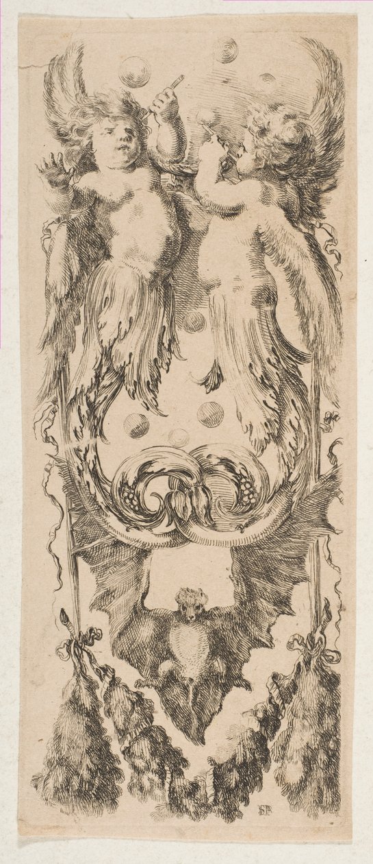 Süsleme Baloncuklarına Dönüşen Vücutları Olan İki Kanatlı Çocuk, ca. 1653. by Stefano della Bella