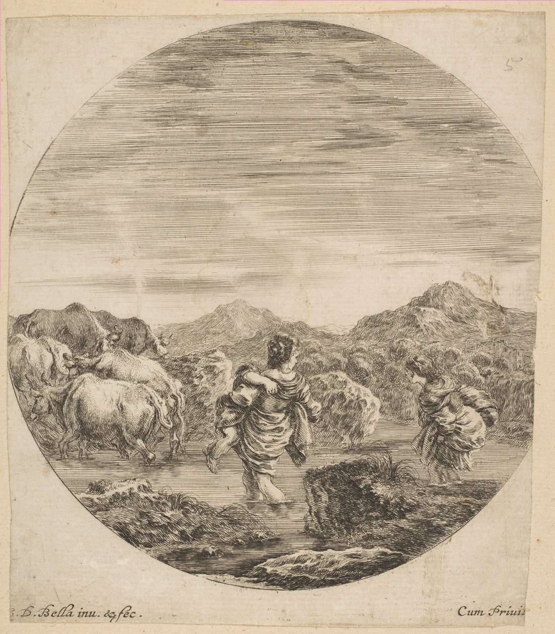 Dereyi Geçen İki Kadın, yak. 1646. by Stefano della Bella