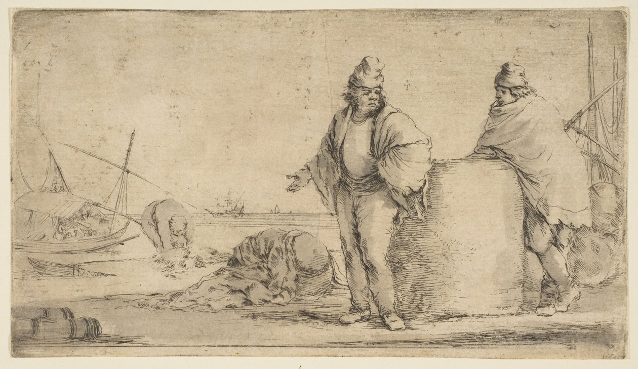 Bir mal balyası olan iki denizci, ca. 1662. by Stefano della Bella