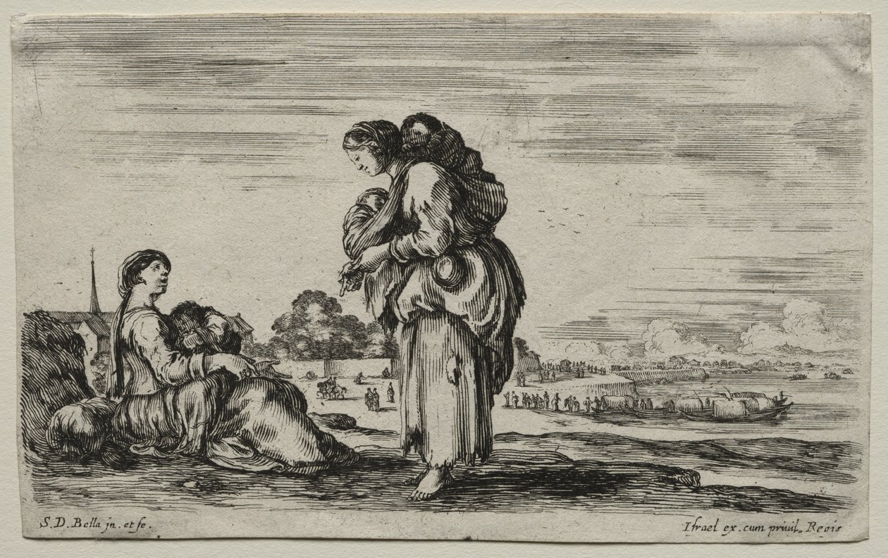 Çeşitli Figürler ve Manzaralar: Birlikte Sohbet Eden İki Anne, 1649. by Stefano della Bella