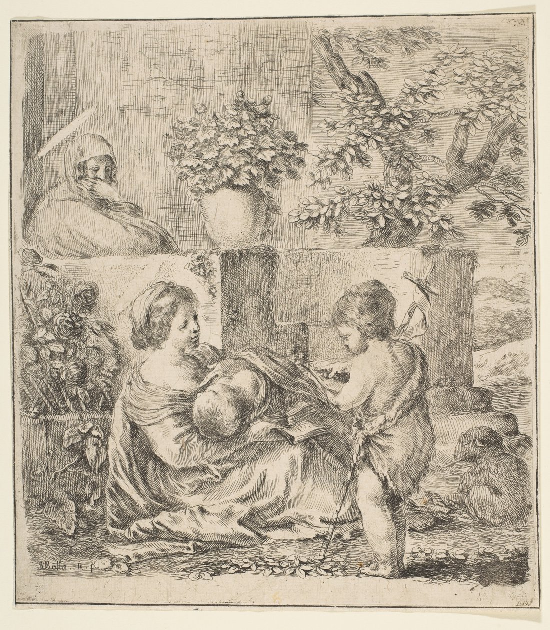 Vaftizci Yahya ve Aziz Elizabeth ile Bakire ve Çocuk, ca. 1641. by Stefano della Bella