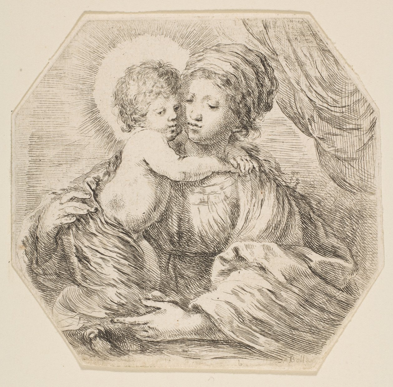 Bakire ve İsa Çocuk, sekizgen bir kompozisyon, yaklaşık. 1649. by Stefano della Bella