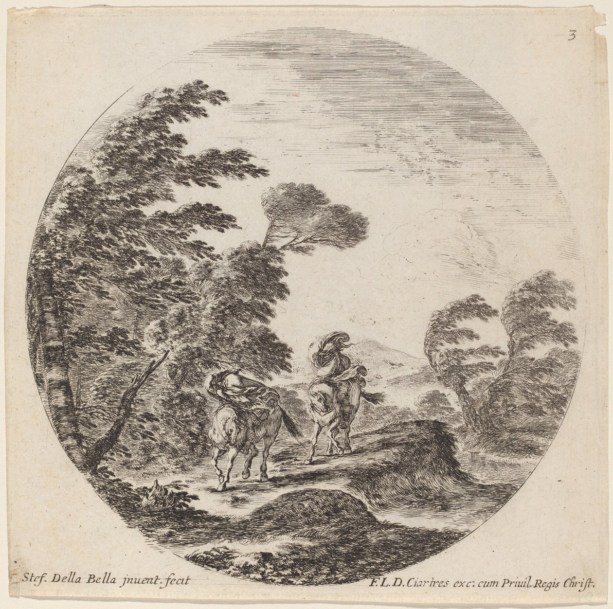 Rüzgarda Üflenen Atlılar, 1646. by Stefano della Bella
