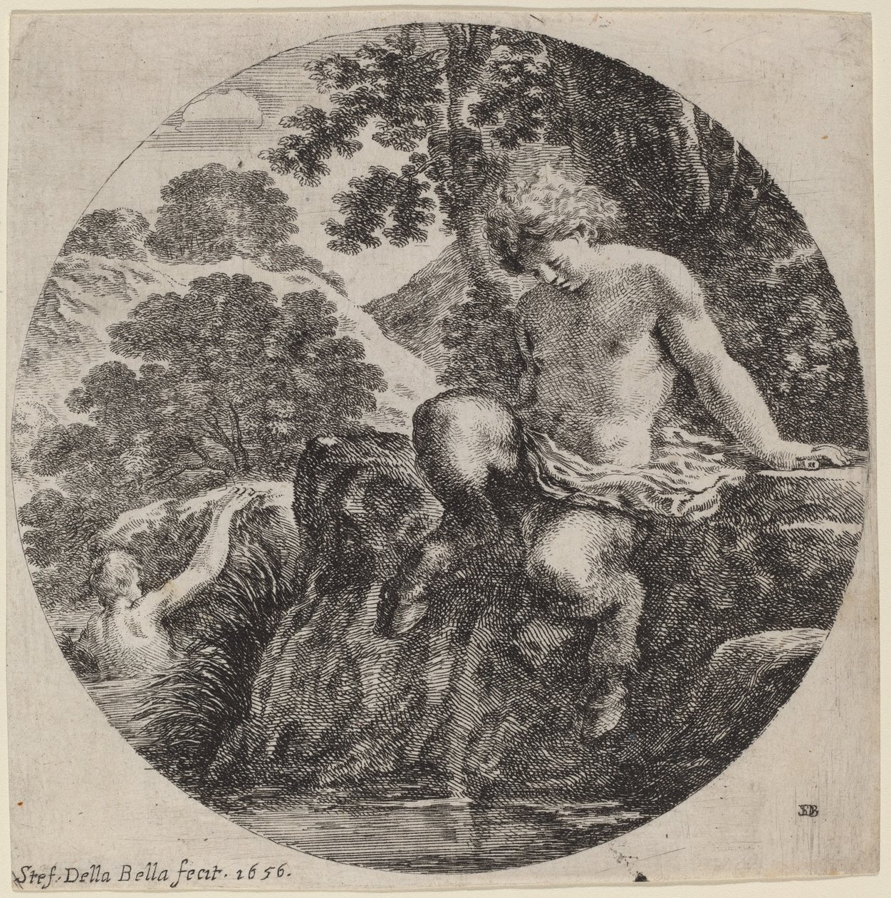 Bir Derenin Kıyısında Genç Satyr by Stefano della Bella