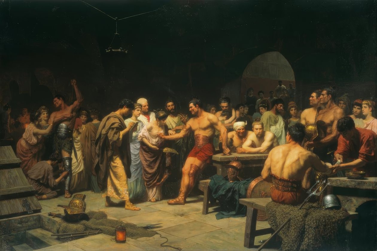 Dövüşten önce gladyatörler by Stepan Wladislawowitsch Bakalowitsch