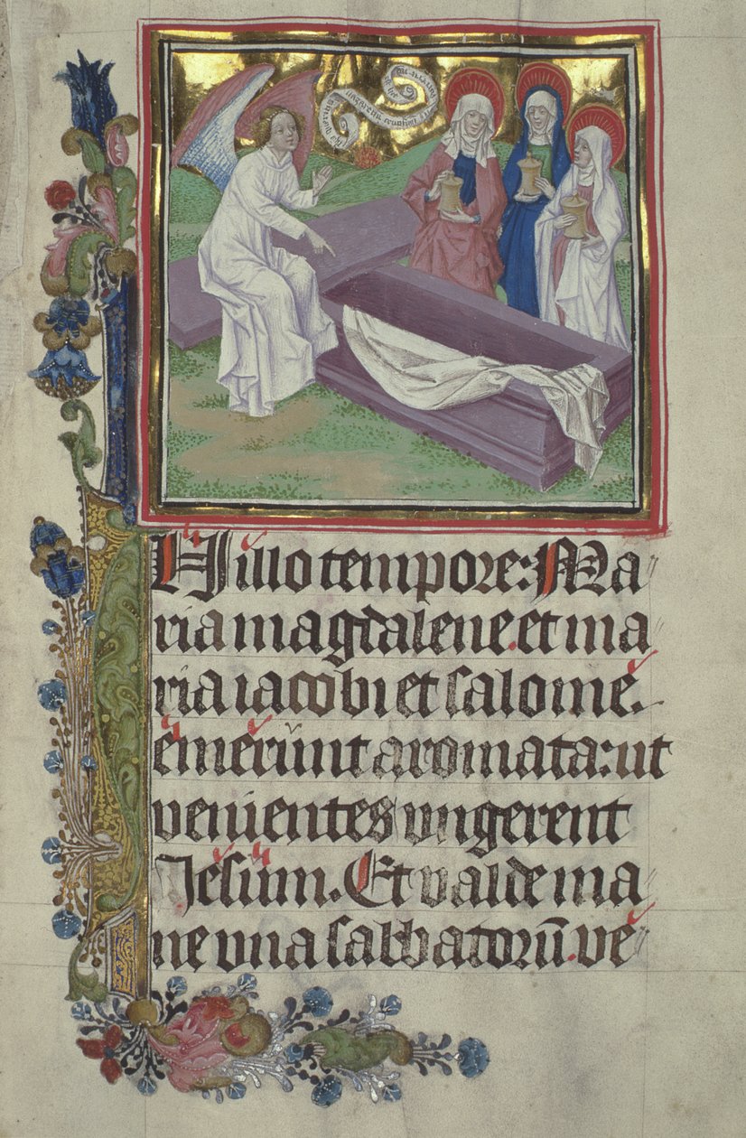 Bayan Czart. 3017 IV, fol.9r İsa'nın Mezarındaki Kutsal Kadınlar by Stephan Lochner