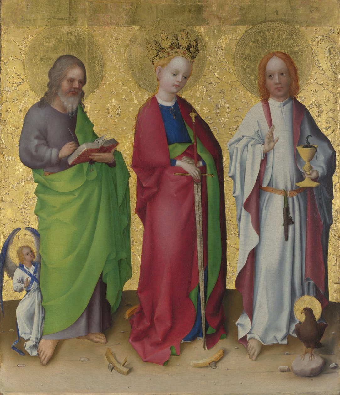 Aziz Matta, İskenderiyeli Catherine ve Evangelist John, c. 1450 by Stephan Lochner