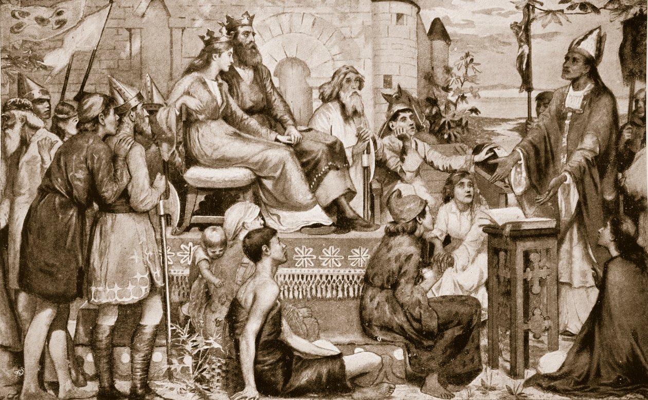 St. Augustine, Saksonlara vaaz verirken, 597, 