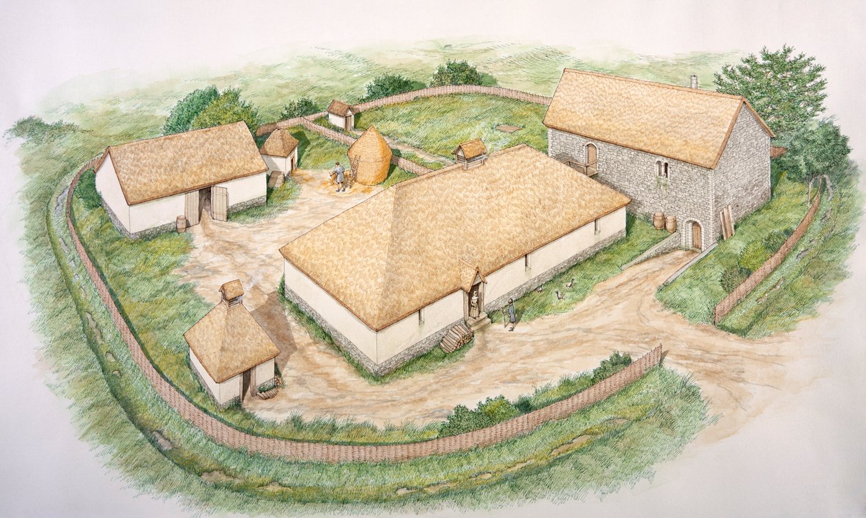 Güney Malikanesi, Wharram Percy ortaçağ köyü, Kuzey Yorkshire, 13. yüzyıl c2000
