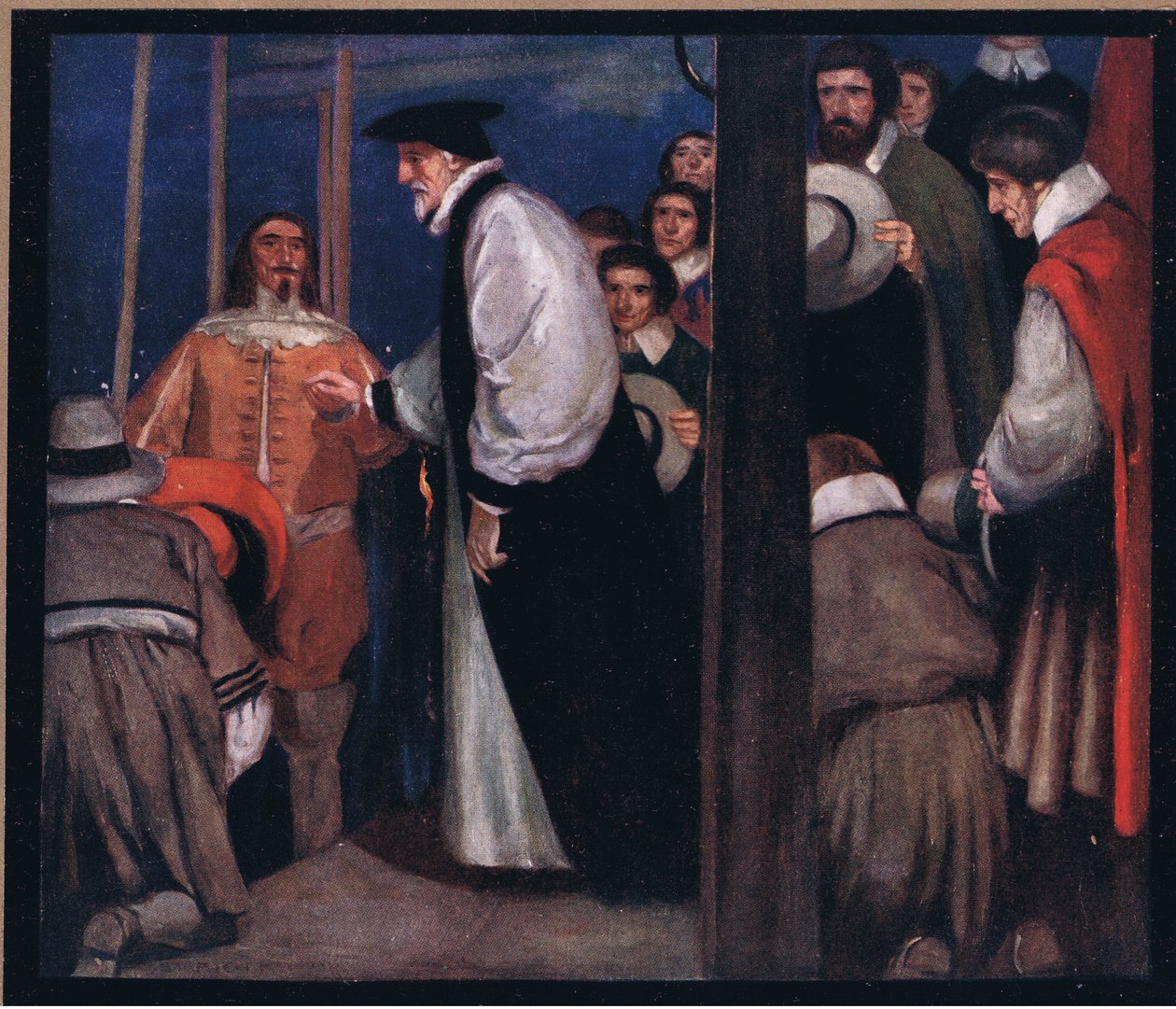 Laud, Kule'ye gitmek için Lambeth'te mavnaya giriyor (renkli taş) by Stephen Reid