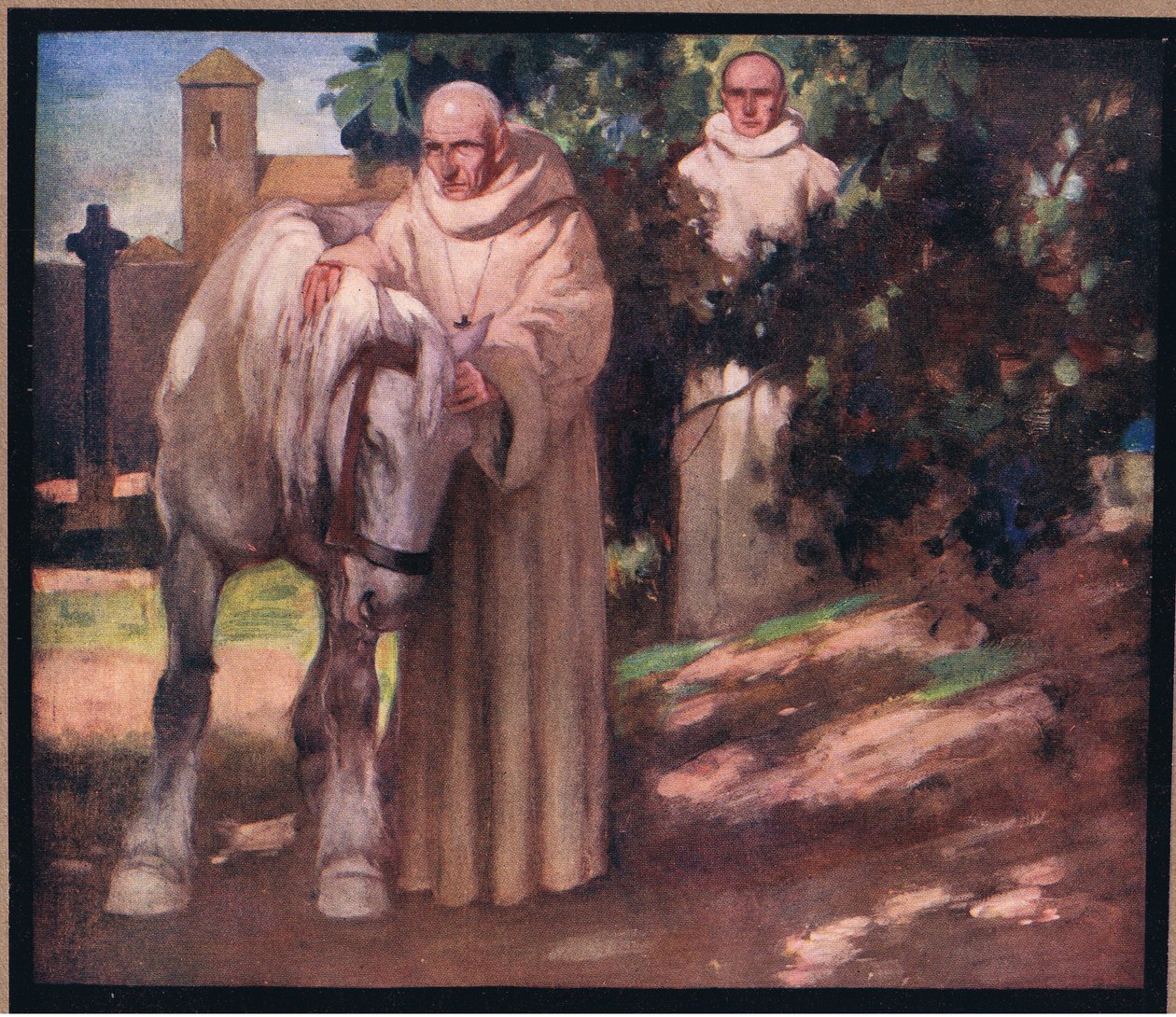 Aziz Columba ve beyaz at (renkli taş) by Stephen Reid