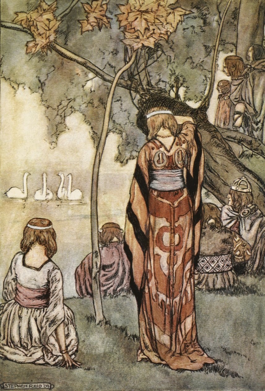 Bir kamp kurdular ve kuğular onlara şarkı söyledi, T.W. Rolleston (renkli taş) by Stephen Reid