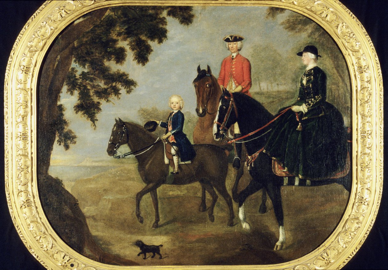 Sir George Hampton ve Ailesi, c.1738 (panelde yağlı boya) by Stephen Slaughter