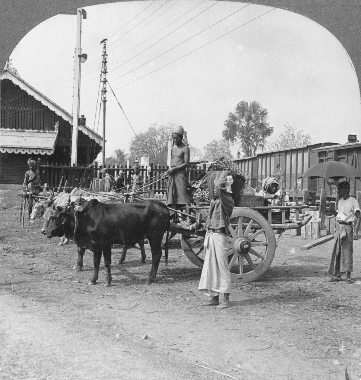 Tipik tren istasyonu, Katha, Burma, 1908 by Stereo Travel Co