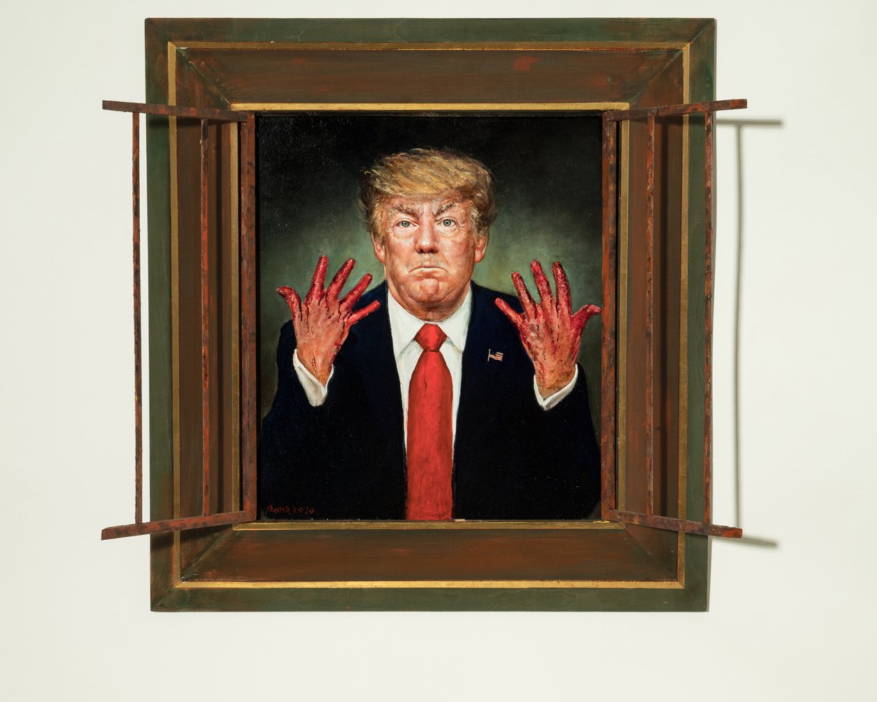 Trump Indited, 2020 (panel üzerine yağ) by Steven Skollar