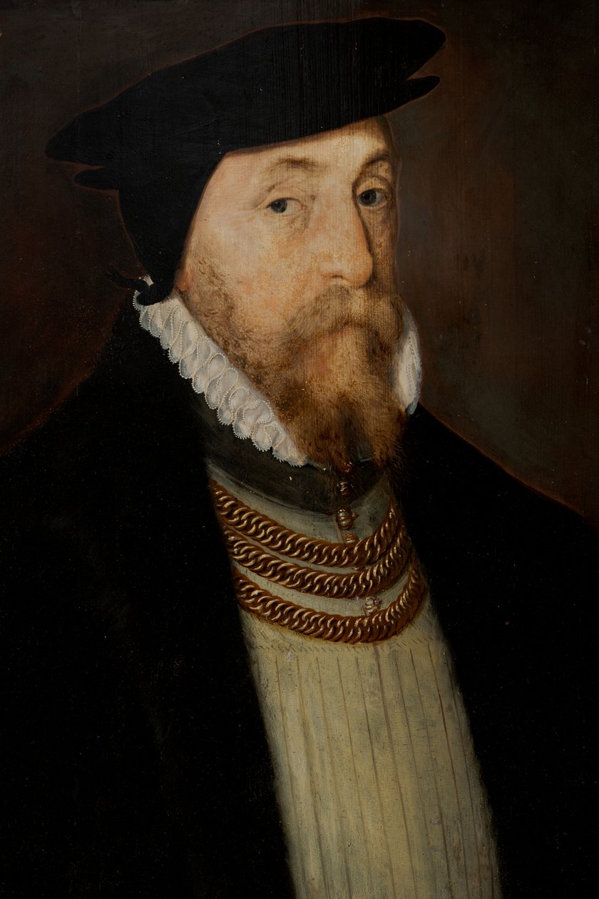 Sir Thomas Gresham (c. 1518-1579), c.1518-79 (panel üzerine yağ) by Steven van der (attr. to) Meulen