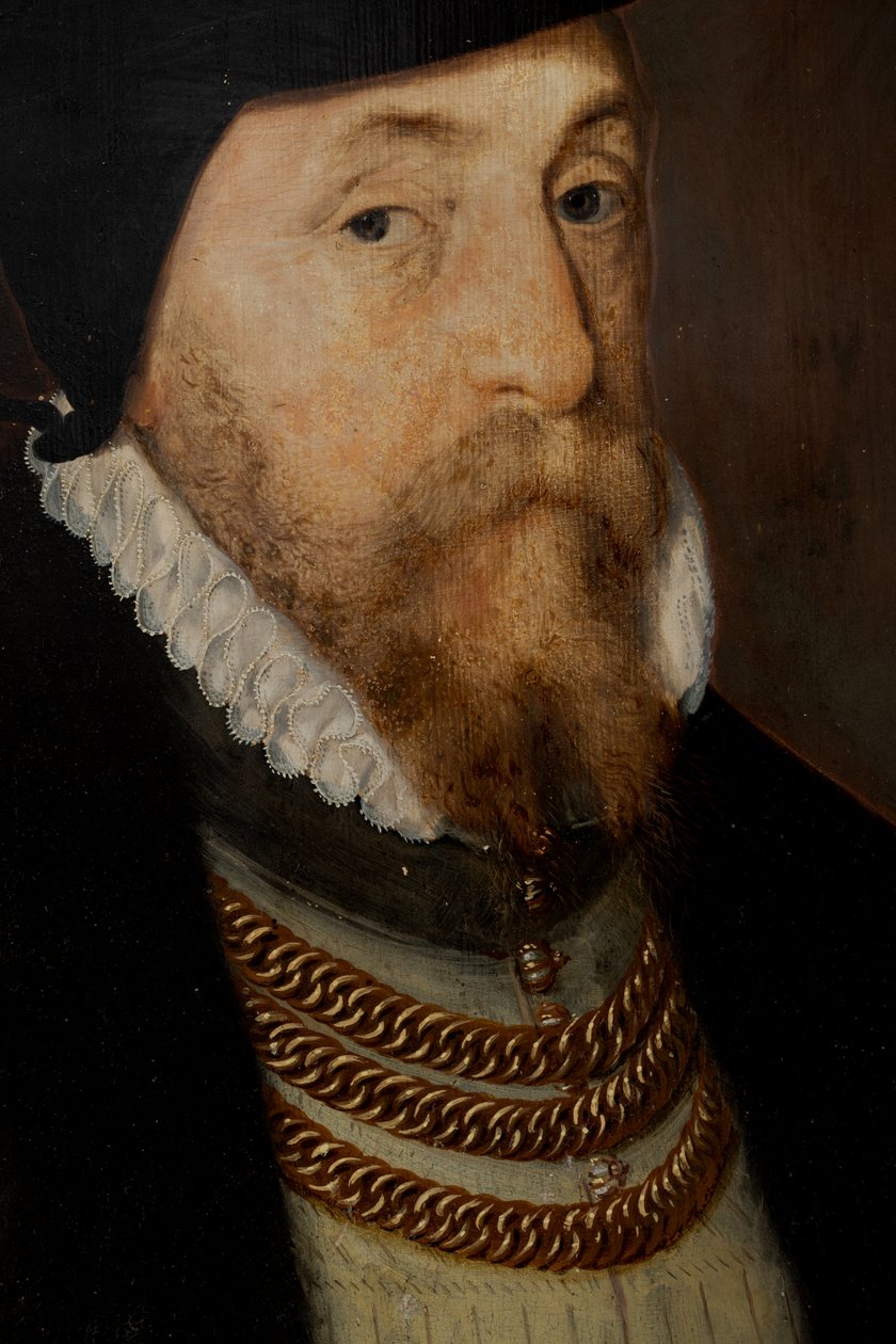 Sir Thomas Gresham (c. 1518-1579), c.1518-79 (panel üzerine yağ) by Steven van der (attr. to) Meulen