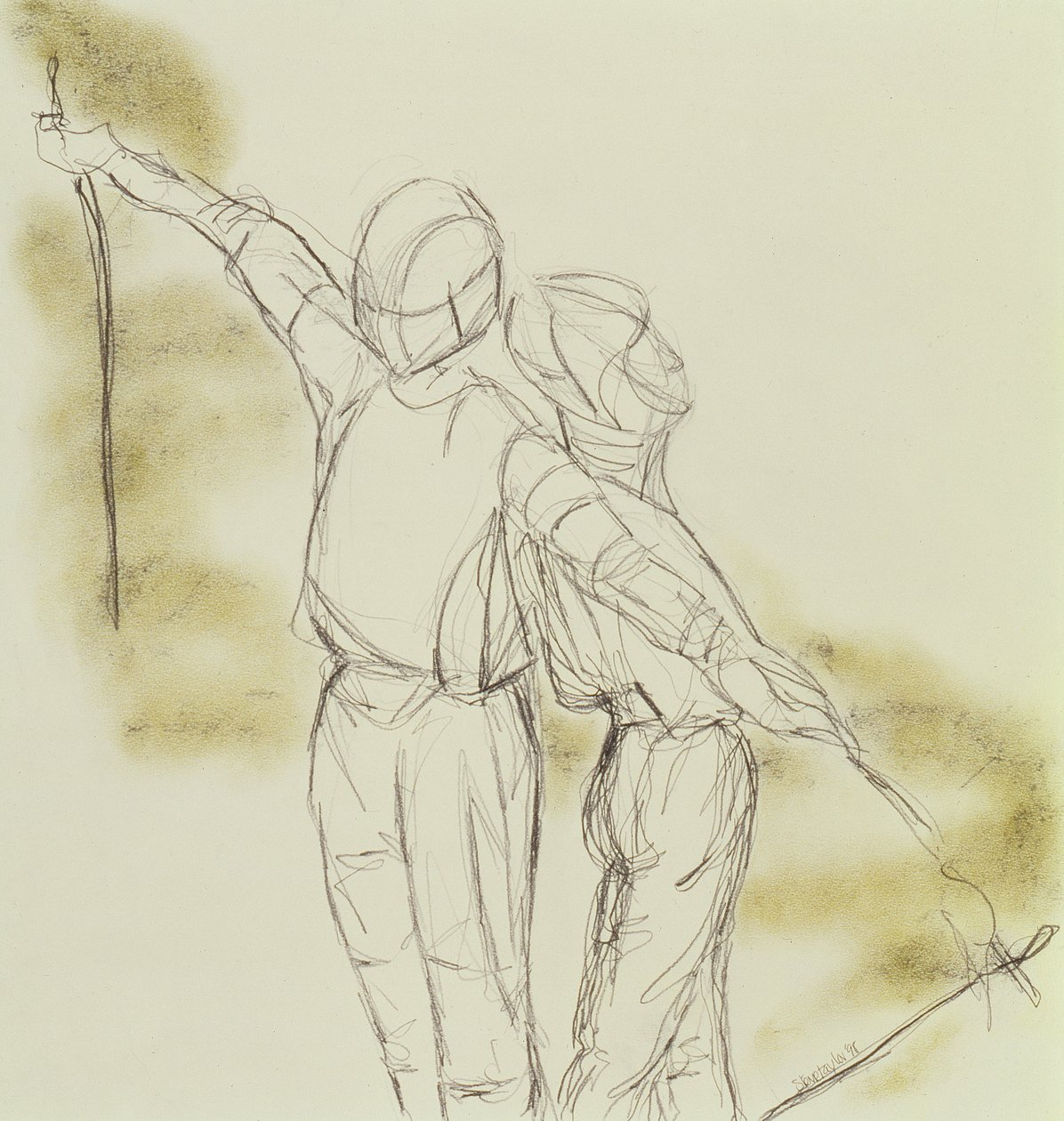 Hazırlık, 1998 (kağıt üzerine grafit ve pastel) by Stevie Taylor