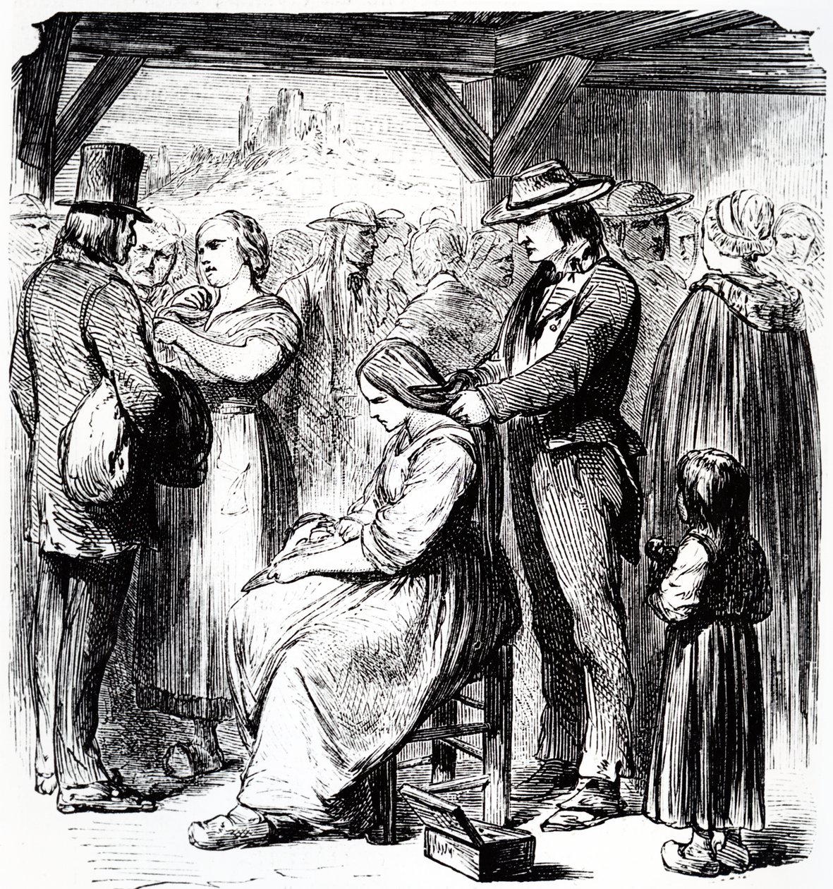 Auvergne bölgesinde saç satışı fuarı, 1862 by Steyert