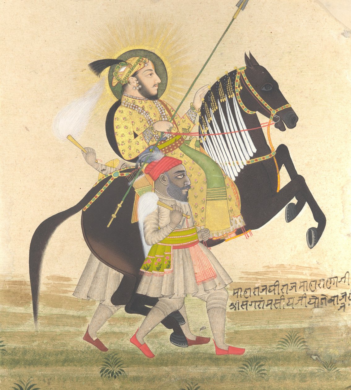 Maharana Sangram Singh Ödül Aygırına Biniyor, yaklaşık. 1712. by Stipple Master